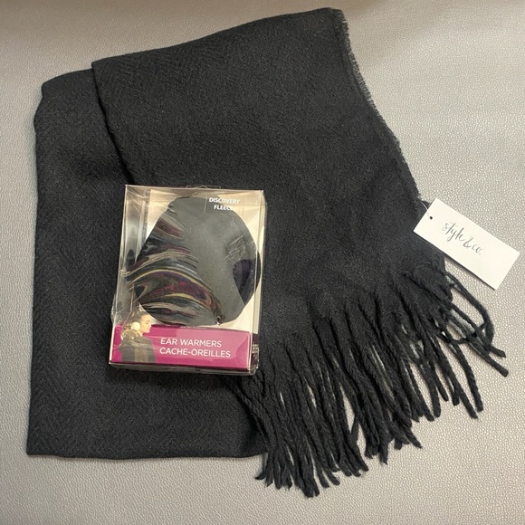 Style & Co. Charcoal Scarf and Ear Warmers Set - Picture 2 of 3